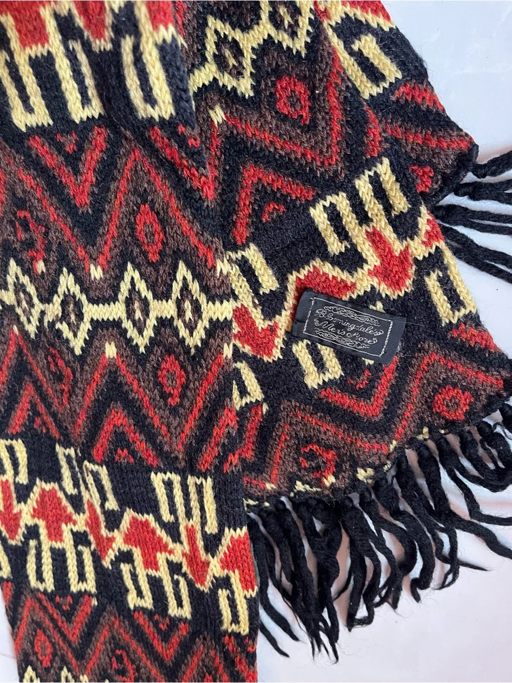 Bloomingdale's Vintage Men's Wool Fringed Scarf
